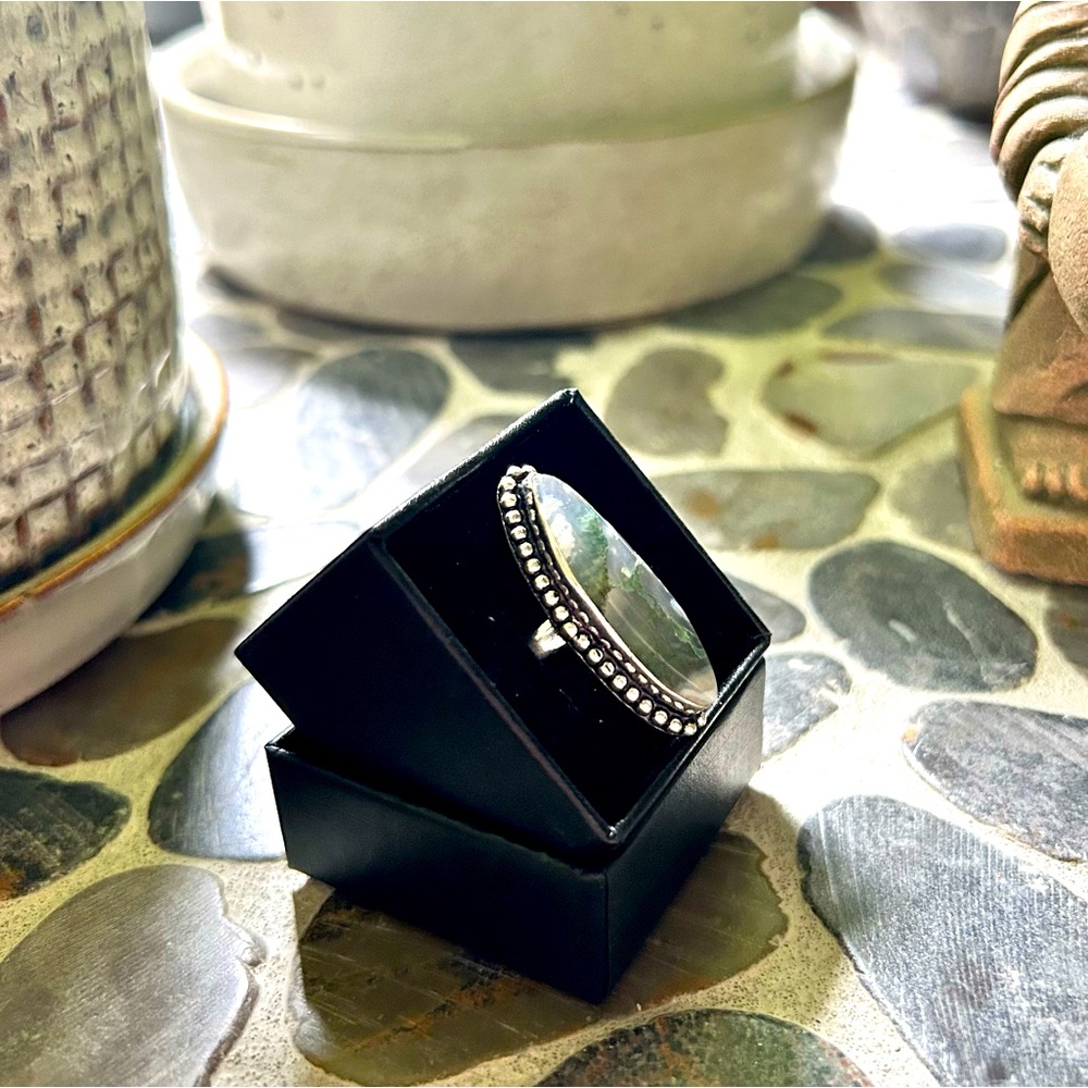 Moss Agate Sterling Silver Ring - Picture 2 of 8